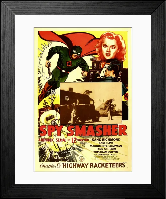 Framed Print : SPY SMASHER, top from left: Kane Richmond, Marguerite Chapman in Chapter 9: Highway Racketeers, 1942
