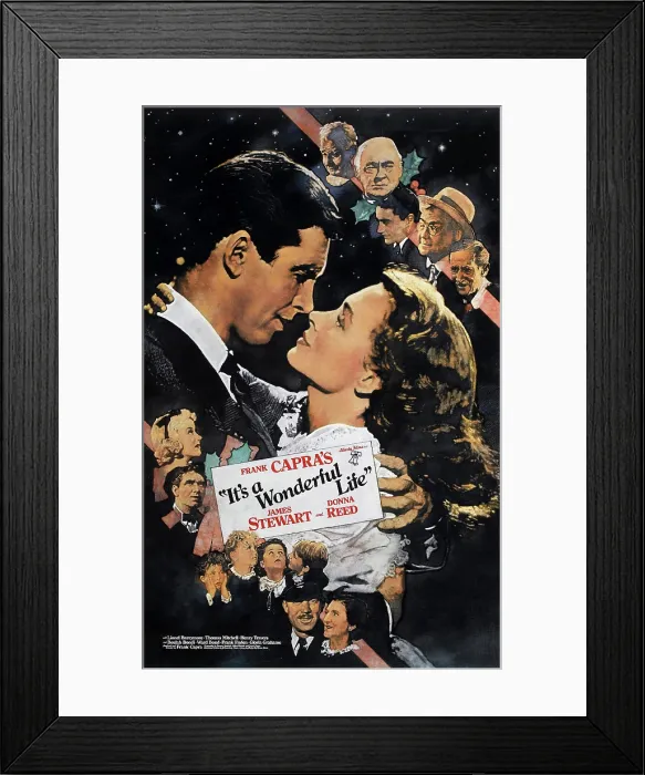 Framed Print : IT'S A WONDERFUL LIFE, nose to nose from left: James Stewart, Donna Reed, adults left top to bottom: Gloria Grahame, Frank Faylen, Ward Bond, Beulah Bondi Framed Print : IT'S A WONDERFUL LIFE, nose to nose from left: James Stewart, Donna Reed, adults left top to bottom: Gloria Grahame, Frank Faylen, Ward Bond, Beulah Bondi