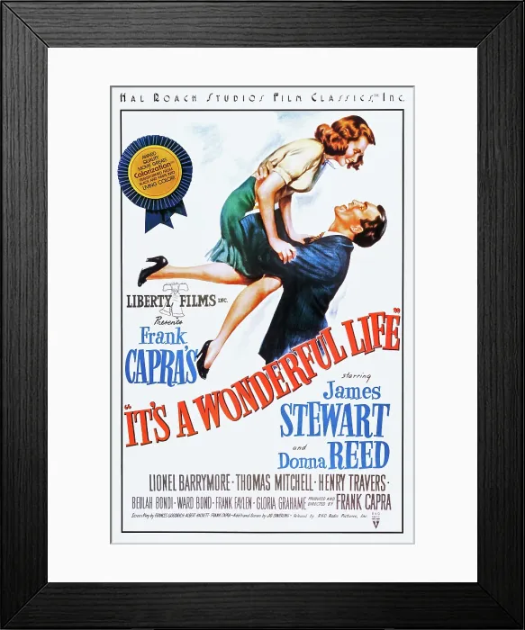 Framed Print : IT'S A WONDERFUL LIFE, l-r: Donna Reed, James Stewart on poster art, 1946 Framed Print : IT'S A WONDERFUL LIFE, l-r: Donna Reed, James Stewart on poster art, 1946
