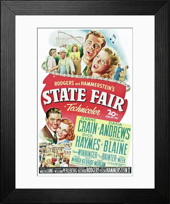 Framed Print : STATE FAIR, US poster art, top from left: Fay Bainter, Charles Winninger, Dana Andrews, Jeanne Crain, bottom from left: Dick Haymes, Vivian Blaine, 1945 Framed Print : STATE FAIR, US poster art, top from left: Fay Bainter, Charles Winninger, Dana Andrews, Jeanne Crain, bottom from left: Dick Haymes, Vivian Blaine, 1945