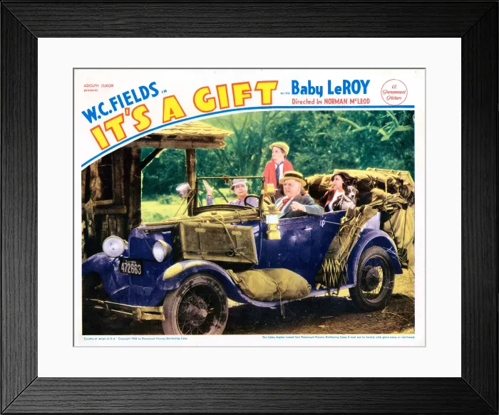 Framed Print : IT'S A GIFT, US lobbycard, from left: Kathleen Howard, Tommy Bupp, W C Fields, Jean Rouverol, 1934