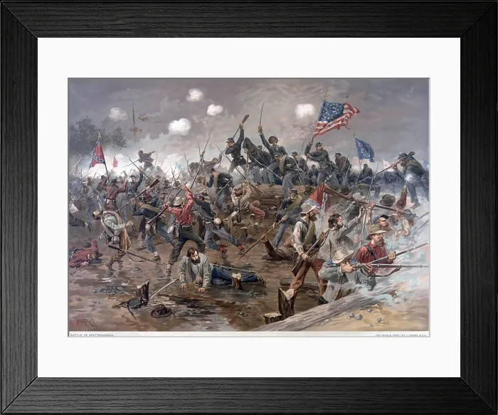 Framed Print : US Civil War. The Overland Campaign, Battle of Spotsylvania, May 8 to 18, 1864. Union soldiers led by Col