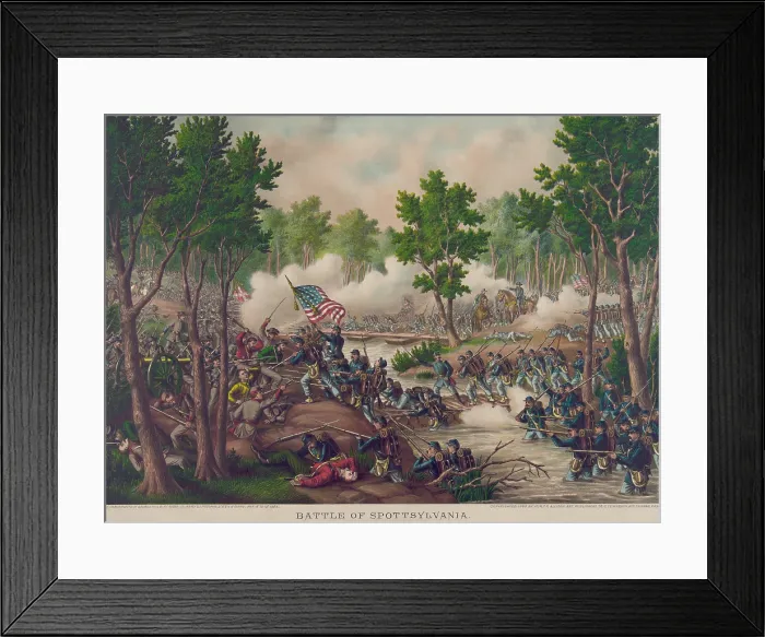 Framed Print : US Civil War. The Overland Campaign, Battle of Spotsylvania, May 8 to 18, 1864. Union soldiers attack the Confederates in Laurel Hill, May 10th Framed Print : US Civil War. The Overland Campaign, Battle of Spotsylvania, May 8 to 18, 1864. Union soldiers attack the Confederates in Laurel Hill, May 10th