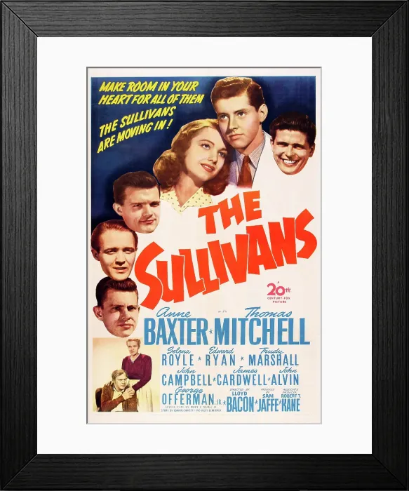 Framed Print : THE SULLIVANS, (aka THE FIGHTING SULLIVANS), poster art, from bottom left: Edward Ryan, George Offerman Jr. John Alvin, Anne Baxter, James Cardwell, John Campbell