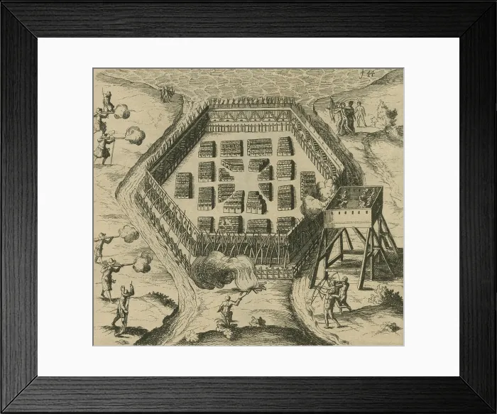 Framed Print : NATIVE AMERICANS AND FRENCH ATTACK NATIVE AMERICAN VILLAGE Framed Print : NATIVE AMERICANS AND FRENCH ATTACK NATIVE AMERICAN VILLAGE