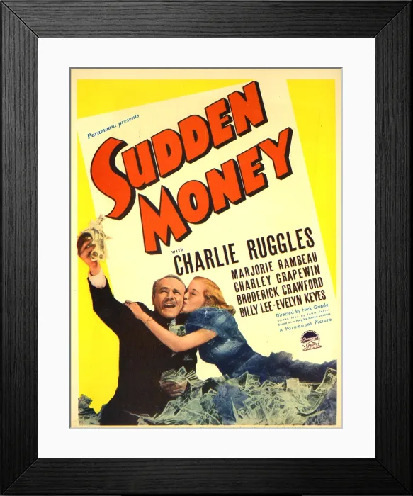 Framed Print : SUDDEN MONEY, from left: Charlie Ruggles, Marjorie Rambeau on midget window card, 1939 Framed Print : SUDDEN MONEY, from left: Charlie Ruggles, Marjorie Rambeau on midget window card, 1939