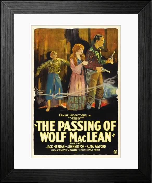 Framed Print : THE PASSING OF WOLF MACLEAN, from left: Johnnie Fox (aka Johnny Fox), Alma Rayford, Jack Meehan (aka Jack Mower), 1924