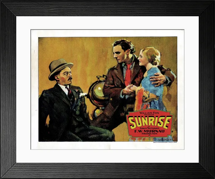 Framed Print : SUNRISE, (aka SUNRISE: A SONG OF TWO HUMANS), lobbycard, from left: Arthur Housman, George O'Brien, Janet Gaynor, 1927, TM and Copyright 20th Century Fox Film Corp Framed Print : SUNRISE, (aka SUNRISE: A SONG OF TWO HUMANS), lobbycard, from left: Arthur Housman, George O'Brien, Janet Gaynor, 1927, TM and Copyright 20th Century Fox Film Corp