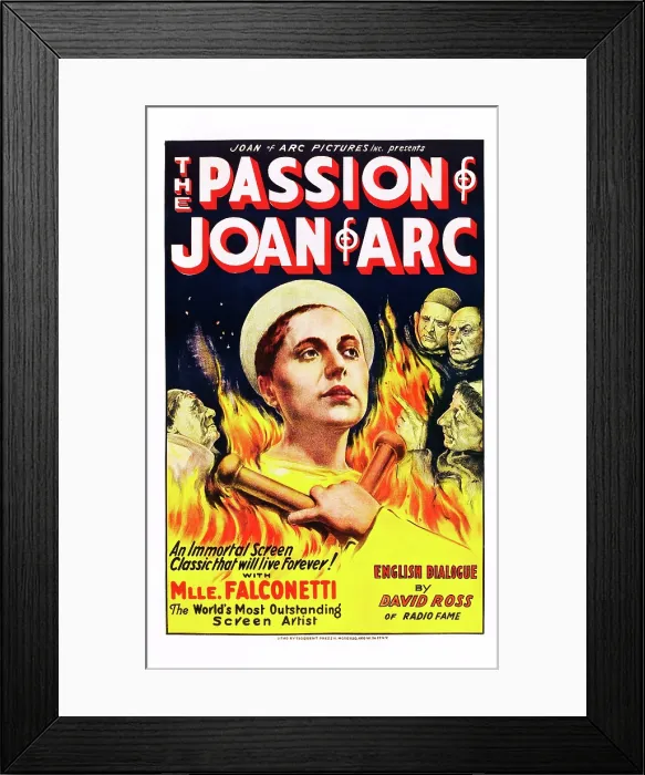 Framed Print : THE PASSION OF JOAN OF ARC, poster art, Maria Falconetti, 1928