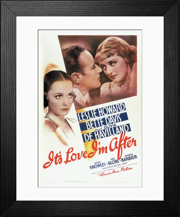 Framed Print : IT'S LOVE I'M AFTER, Olivia de Havilland, Leslie Howard, Bette Davis, 1937