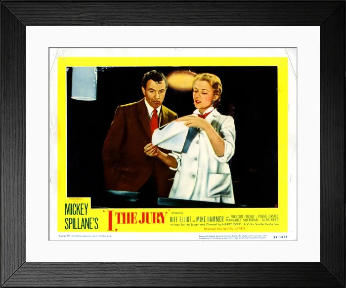 Framed Print : I THE JURY, Biff Elliot, Peggie Castle, 1953 Framed Print : I THE JURY, Biff Elliot, Peggie Castle, 1953