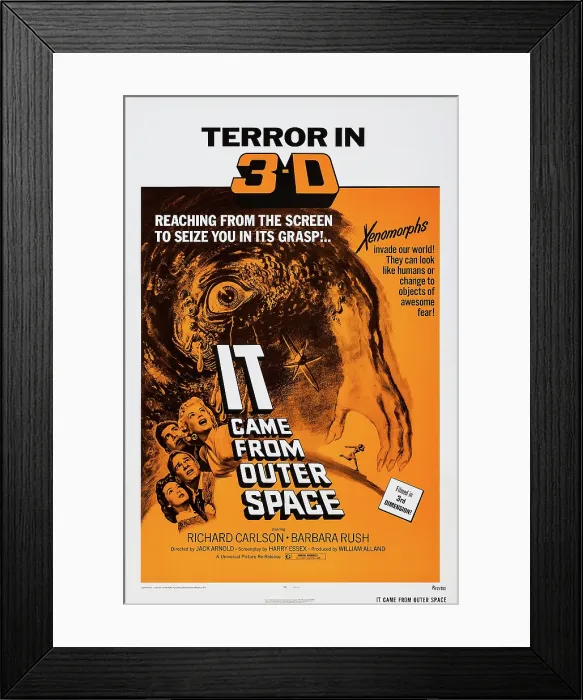 Framed Print : IT CAME FROM OUTER SPACE, US poster art, bottom left, from top: Kathleen Hughes, Charles Drake, Richard Carlson, Barbara Rush, 1953 Framed Print : IT CAME FROM OUTER SPACE, US poster art, bottom left, from top: Kathleen Hughes, Charles Drake, Richard Carlson, Barbara Rush, 1953