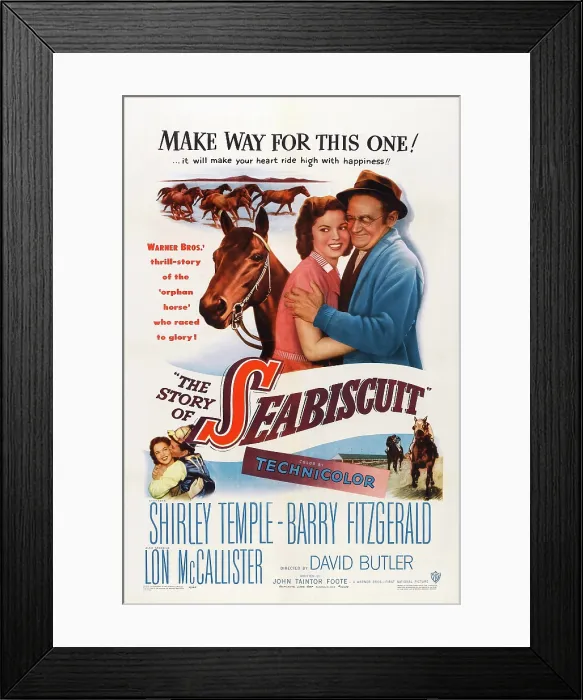 Framed Print : THE STORY OF SEABISCUIT, US poster art, top from left: Shirley Temple, Barry Fitzgerald, 1949