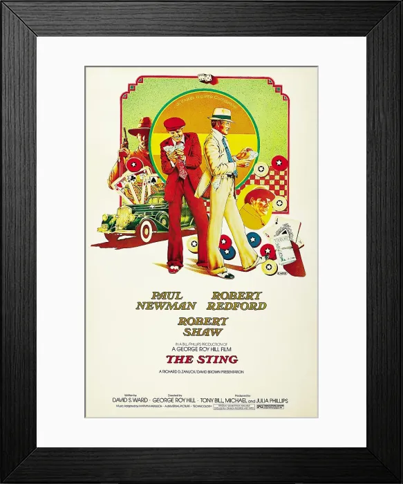 Framed Print : THE STING, from left center: Robert Redford, Paul Newman, Robert Shaw, 1973
