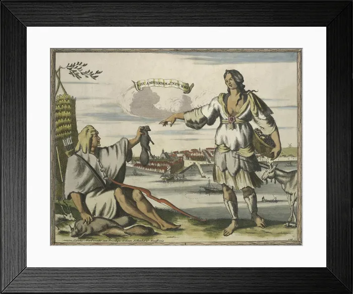 Framed Print : NIEU AMSTERDAM AT NEW YORK, engraved by Aldert Meijer, and published ca. 1700