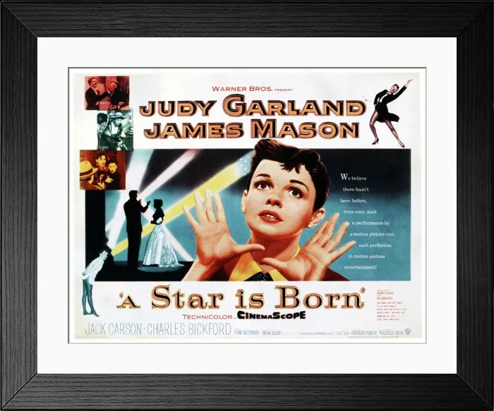 Framed Print : A STAR IS BORN, center: Judy Garland on poster art, 1954 Framed Print : A STAR IS BORN, center: Judy Garland on poster art, 1954