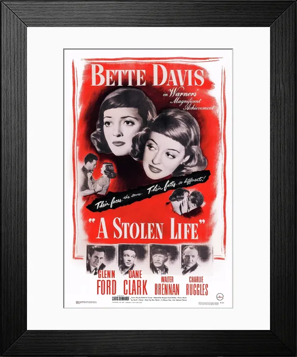 Framed Print : A STOLEN LIFE, US poster, Bette Davis (top), bottom from left: Glenn Ford, Dane Clark, Walter Brennan, Charles Ruggles, 1946