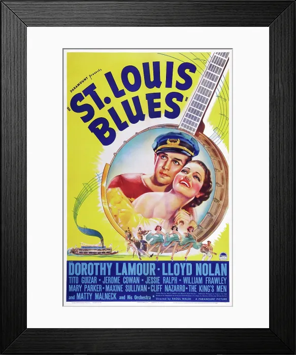 Framed Print : ST. LOUIS BLUES, US poster art, from left: Lloyd Nolan, Dorothy Lamour, 1939 Framed Print : ST. LOUIS BLUES, US poster art, from left: Lloyd Nolan, Dorothy Lamour, 1939