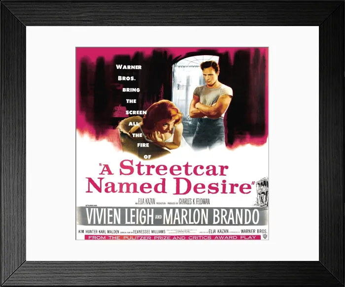 Framed Print : A STREETCAR NAMED DESIRE, from left: Vivien Leigh, Marlon Brando, 1951