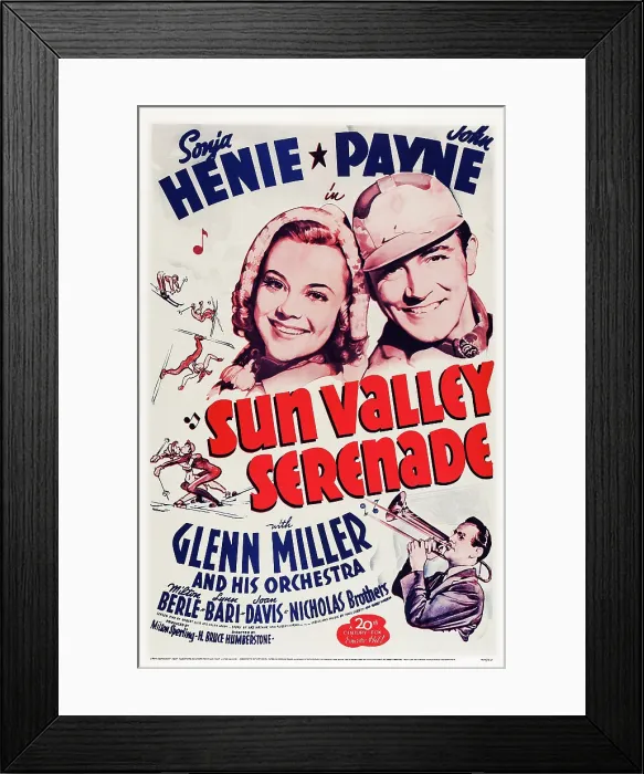 Framed Print : SUN VALLEY SERENADE, US poster art, from top: Sonja Henie, John Payne, Glenn Miller, 1941, TM and Copyright 20th Century Fox Film Corp Framed Print : SUN VALLEY SERENADE, US poster art, from top: Sonja Henie, John Payne, Glenn Miller, 1941, TM and Copyright 20th Century Fox Film Corp
