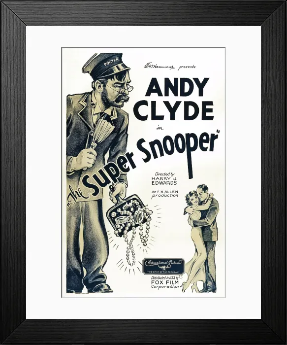 Framed Print : THE SUPER SNOOPER, US poster art, left: Andy Clyde, 1934. TM & Copyright 20th Century-Fox Film Corp. All rights reserved / courtesy Everett Collection