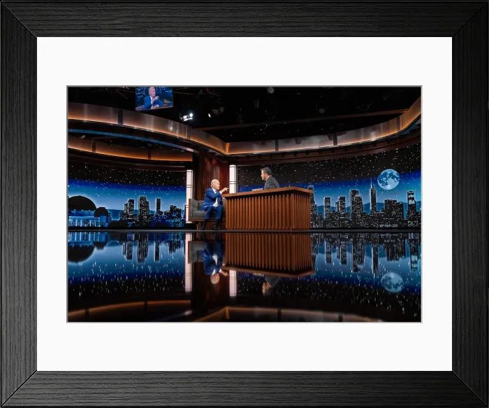 Framed Print : President Joe Biden tapes an appearance on Jimmy Kimmel Live!, June 8, 2022, in Los Angeles Framed Print : President Joe Biden tapes an appearance on Jimmy Kimmel Live!, June 8, 2022, in Los Angeles