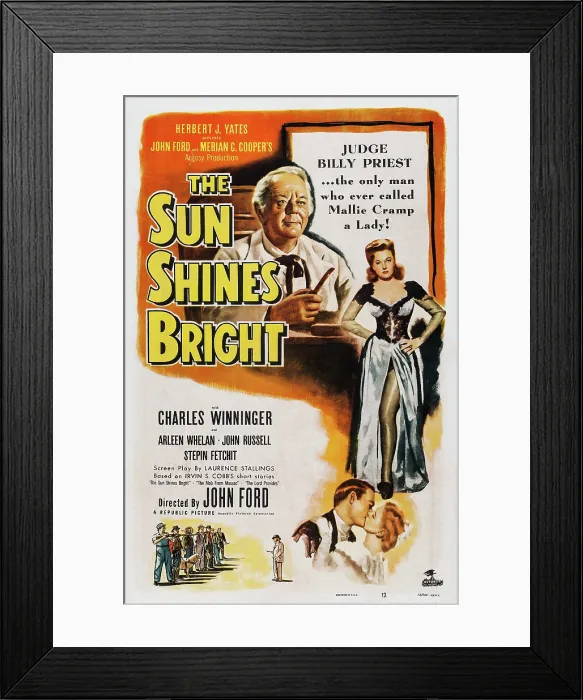 Framed Print : THE SUN SHINES BRIGHT, US poster art, from top: Charles Winninger, Arleen Whelan, 1953