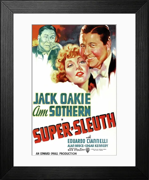 Framed Print : SUPER-SLEUTH, US poster art, from left: Jack Oakie, Ann Sothern, Jack Oakie, 1937