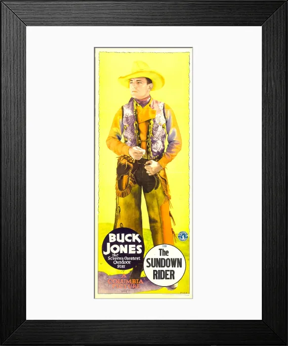 Framed Print : SUNDOWN RIDER, Buck Jones on insert poster, 1932