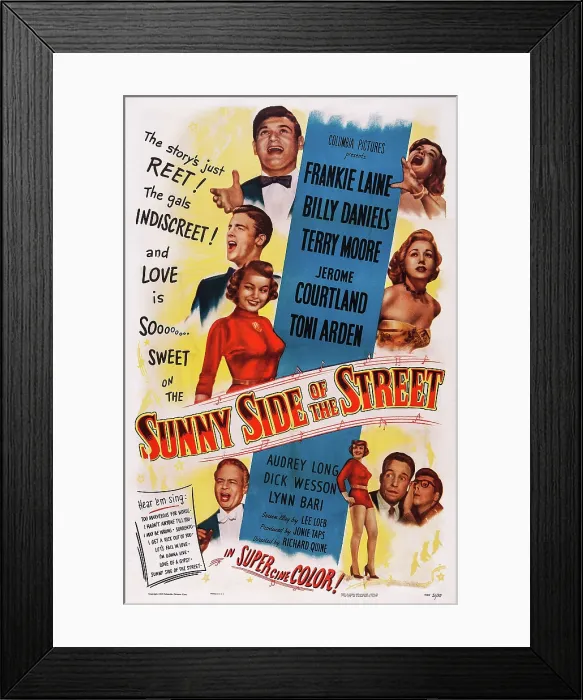 Framed Print : SUNNY SIDE OF THE STREET, US poster, left from top: Frankie Laine, Jerome Courtland, Terry Moore, Billy Daniels, right from top: Toni Arden, Audrey Long, Dick Wesson