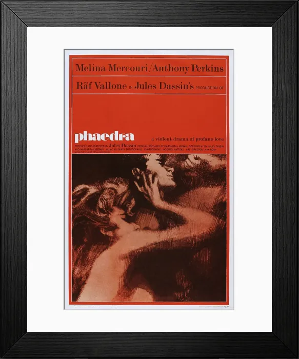 Framed Print : PHAEDRA, US poster, from left: Melina Mercouri, Anthony Perkins, 1962 Framed Print : PHAEDRA, US poster, from left: Melina Mercouri, Anthony Perkins, 1962