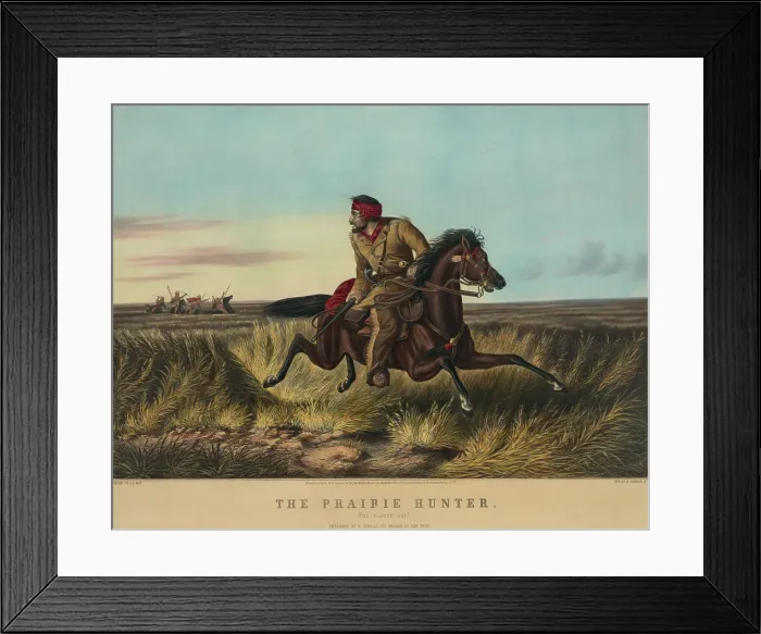 Framed Print : THE PRAIRIE HUNTER: ONE RUBBED OUT, ca. 1852, Nathaniel Currier lithograph after painting by Arthur Fitzwilliam Tait