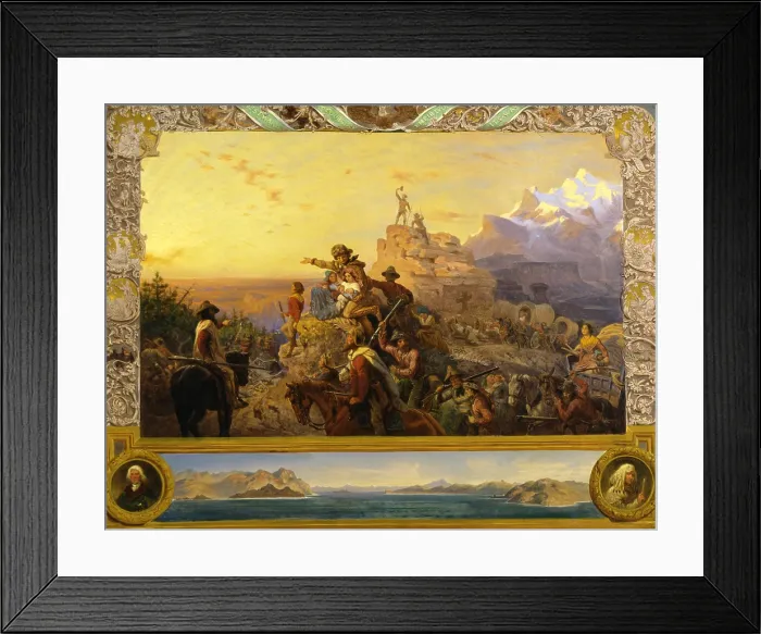 Framed Print : WESTWARD THE COURSE OF EMPIRE TAKES ITS WAY, 1861 by Emanuel Leutze. This is a preparatory painting for the larger mural commissioned for the renovated US Capitol Framed Print : WESTWARD THE COURSE OF EMPIRE TAKES ITS WAY, 1861 by Emanuel Leutze. This is a preparatory painting for the larger mural commissioned for the renovated US Capitol