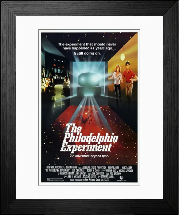 Framed Print : THE PHILADELPHIA EXPERIMENT, US poster, far right: Nancy Allen, Michael Par, 1984. New World Pictures / courtesy Everett Collection
