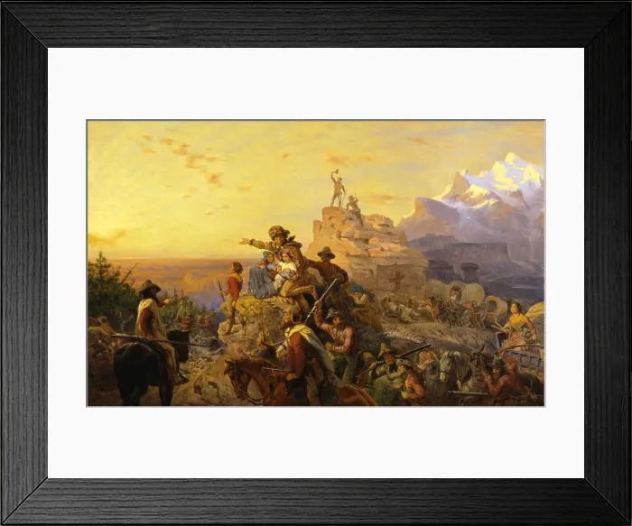Framed Print : WESTWARD THE COURSE OF EMPIRE TAKES ITS WAY, 1861 by Emanuel Leutze. This is a preparatory painting for the larger mural commissioned for the renovated US Capitol