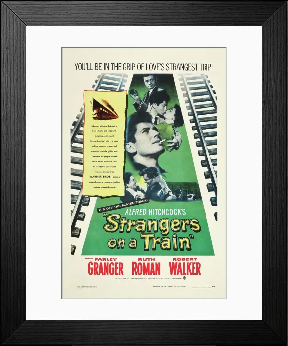 Framed Print : STRANGERS ON A TRAIN, Farley Granger, Robert Walker, Ruth Roman, 1951