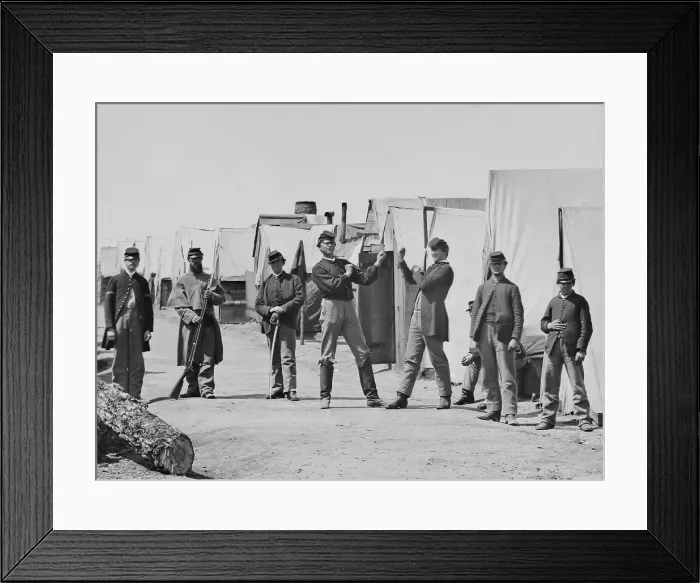 Framed Print : US Civil War. The Fall of Petersburg and Richmond, March 26-April 2. Union soldiers in camp take a boxing pose for a photographer visiting Petersburg, Virginia, in April 1865