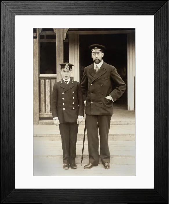 Framed Print : Prince Edward with his father, the future George V, then Prince of Wales, 1907. The occasion was Edwards first day as a Cadet at the Royal Naval College, Osborne, at age 13 Framed Print : Prince Edward with his father, the future George V, then Prince of Wales, 1907. The occasion was Edwards first day as a Cadet at the Royal Naval College, Osborne, at age 13