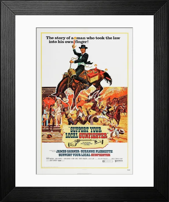 Framed Print : SUPPORT YOUR LOCAL GUNFIGHTER, US poster, James Garner (top), 1971