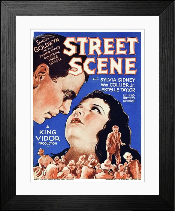 Framed Print : STREET SCENE, from left: William Collier Jr. Sylvia Sidney on window card, 1931