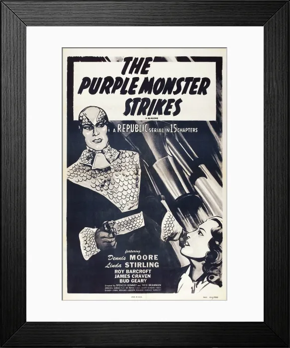 Framed Print : THE PURPLE MONSTER STRIKES, (aka, D-DAY ON MARS; THE PURPLE SHADOW STRIKES), US poster, from left, Roy Barcroft, Linda Stirling, 1945 Framed Print : THE PURPLE MONSTER STRIKES, (aka, D-DAY ON MARS; THE PURPLE SHADOW STRIKES), US poster, from left, Roy Barcroft, Linda Stirling, 1945