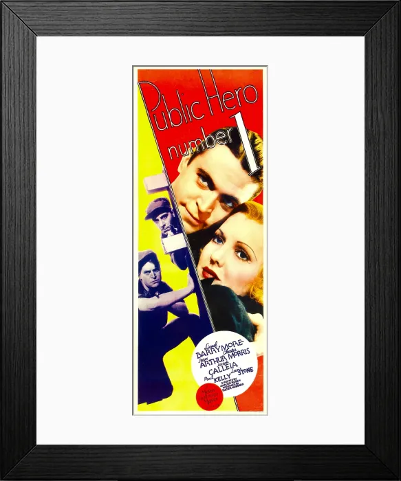 Framed Print : PUBLIC HERO #1, left from left: Chester Morris, Joseph Calleia, right from top: Chester Morris, Jean Arthur, 1935