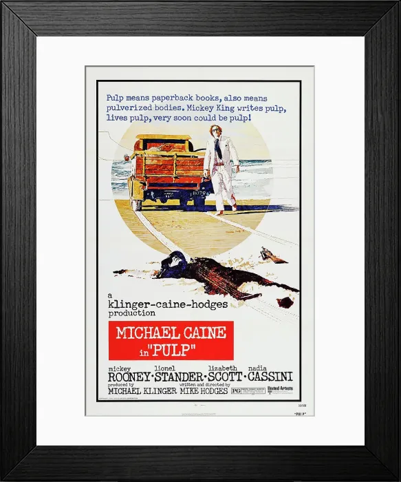 Framed Print : PULP, US poster, Michael Caine, 1972