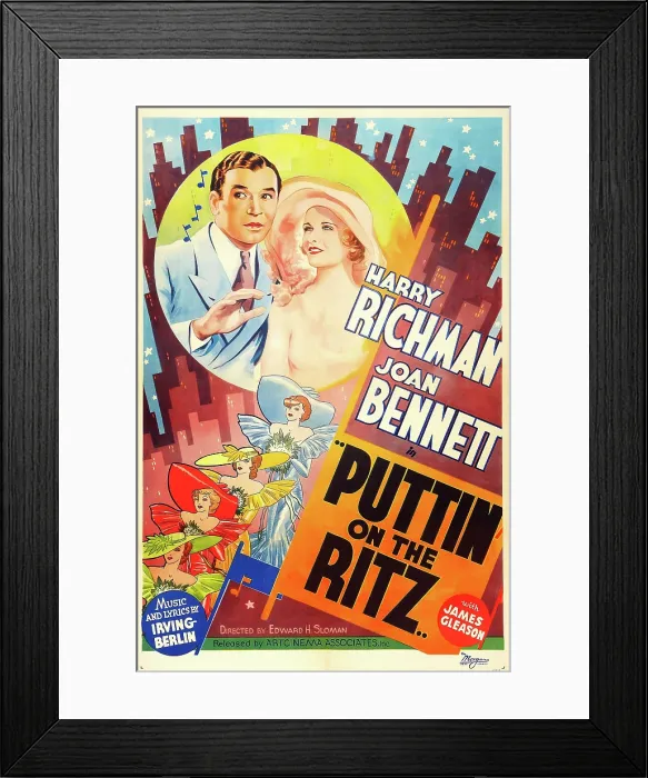 Framed Print : PUTTIN ON THE RITZ, US re-release poster art, from left: Harry Richman, Joan Bennett, 1930 Framed Print : PUTTIN ON THE RITZ, US re-release poster art, from left: Harry Richman, Joan Bennett, 1930