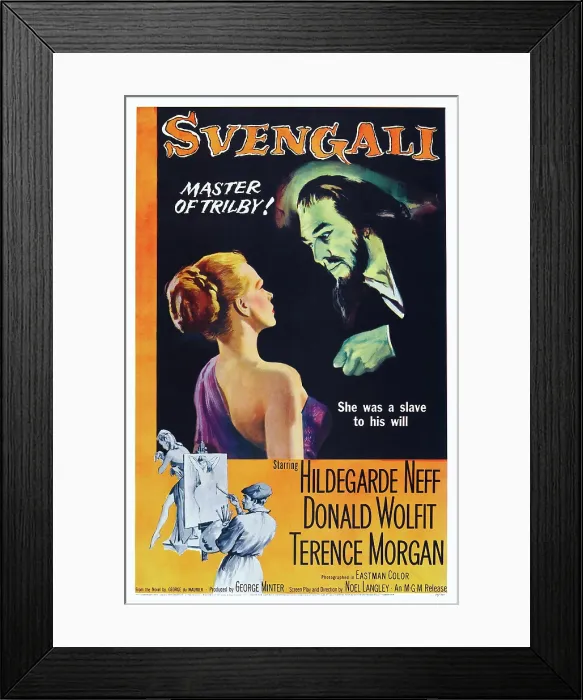 Framed Print : SVENGALI, l-r: Hildegard Knef, Donald Wolfit on poster art, 1954 Framed Print : SVENGALI, l-r: Hildegard Knef, Donald Wolfit on poster art, 1954