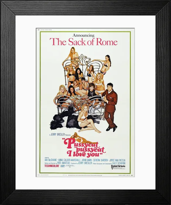 Framed Print : PUSSYCAT, PUSSYCAT, I LOVE YOU, US poster, Ian McShane (standing right), 1970 Framed Print : PUSSYCAT, PUSSYCAT, I LOVE YOU, US poster, Ian McShane (standing right), 1970