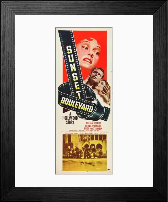 Framed Print : SUNSET BOULEVARD, from left: Gloria Swanson, William Holden, Nancy Olson, 1950