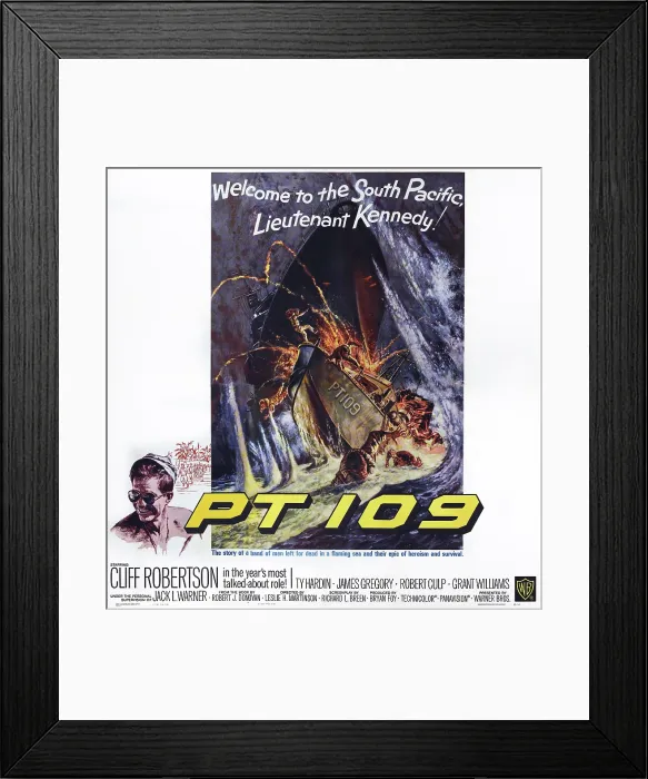 Framed Print : PT 109, US poster art, Cliff Robertson, (bottom left), 1963