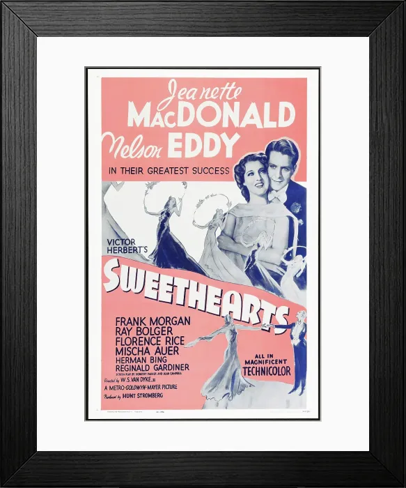 Framed Print : SWEETHEARTS, US poster, Jeannette MacDonald, Nelson Eddy, 1938
