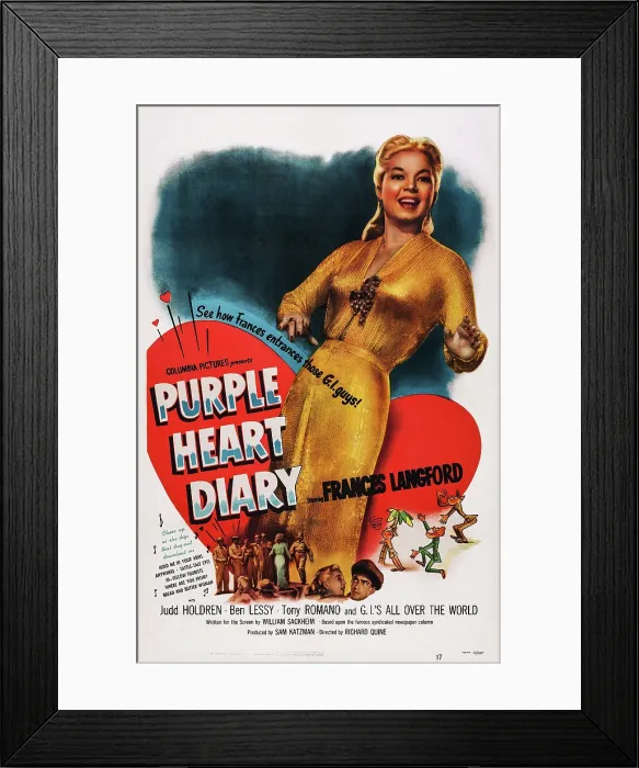 Framed Print : PURPLE HEART DIARY, US poster, Frances Langford, 1951 Framed Print : PURPLE HEART DIARY, US poster, Frances Langford, 1951